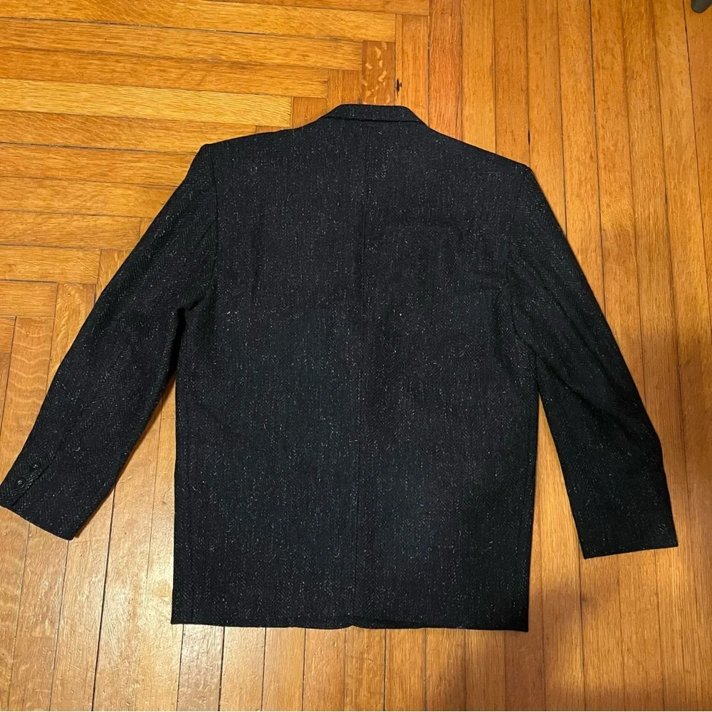 Yves Saint Laurent Dark Blue Tweed Blazer Men’s Sz 40 Wool Blend Lined Vintage